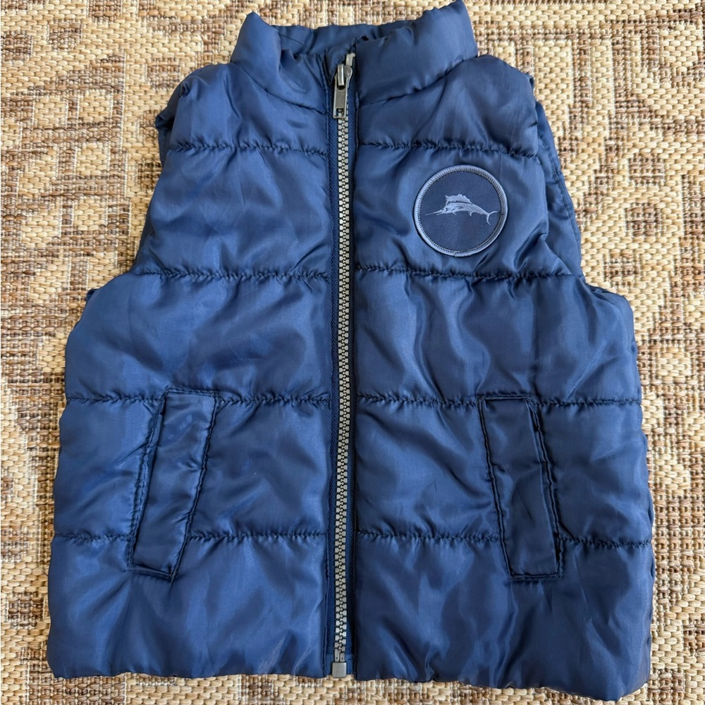 Tommy Bahama | Infant Boys Navy Blue Zip Front Puffer Vest 12 months